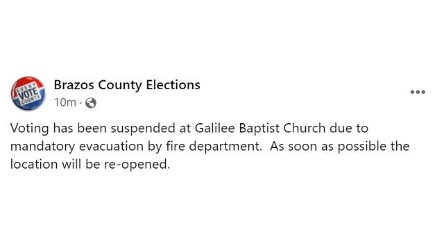 Screen shot from the Brazos County elections Facebook page.