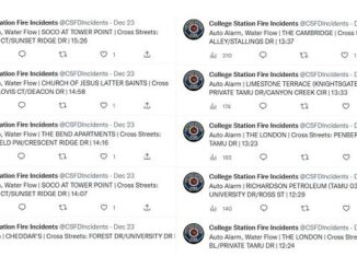 Screen shots from the @CSFDIncidents Twitter account listing some of the automatic fire alarms that were received on December 23, 2022.