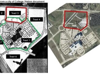 Screen shot from a city of College Station document showing in red, the location of Baylor Scott & White's new medical office building.