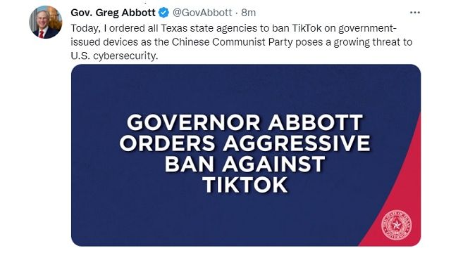 Screen shots from Governor Abbott's Twitter account.