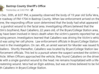 Screen shot from the Bastrop County sheriff's office Facebook page.