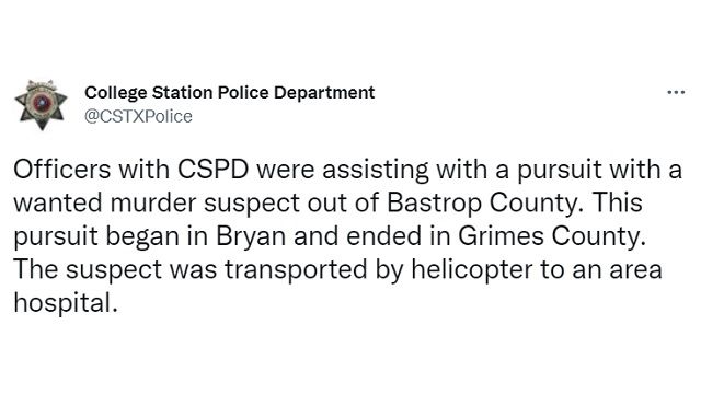 Screen shot from the College Station police department.