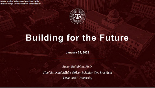 Screen shot from a document provided by the Bryan/College Station chamber of commerce.