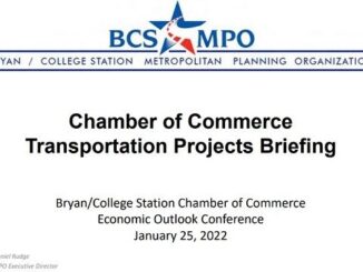 Screen shot from a document presented at the 2023 B/CS chamber of commerce economic outlook conference.