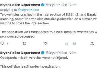 Screen shot from the Bryan police department's Twitter account.