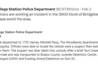 Screen shots from the College Station police department's Twitter and Facebook accounts.