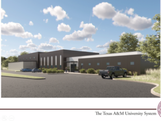 Screen shot from the webstream of the February 9, 2023 Texas A&M system board of regents meeting of the architect's rendering of the nuclear engineering education building.