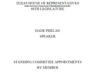 Screen shot from a Texas House of Representatives document.