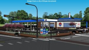 Image from the city of Bryan of the proposed convenience store at the southeast corner of Villa Maria and South College.