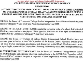 Screen shot from a College Station ISD document.