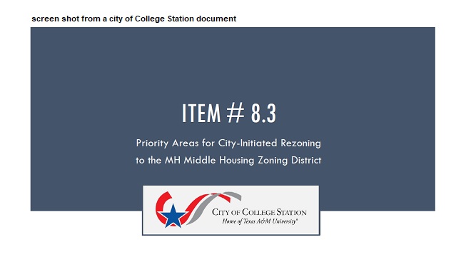 Screen shot from a city of College Station document.