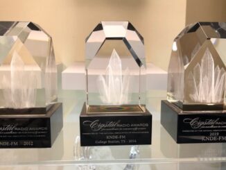 Three National Association of Broadcasters Crystal Awards presented to Bryan Broadcasting's Candy 95 (KNDE-FM) in 2012, 2016, and 2019.