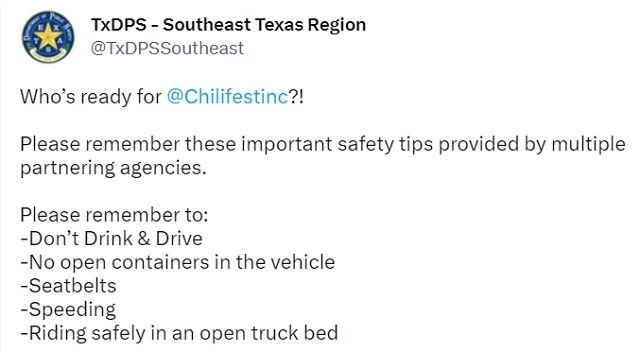 Screen shot from the DPS Southeast Region Twitter account.