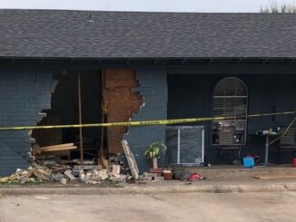 Damage to a Bryan duplex that was struck by a car on March 5, 2023.