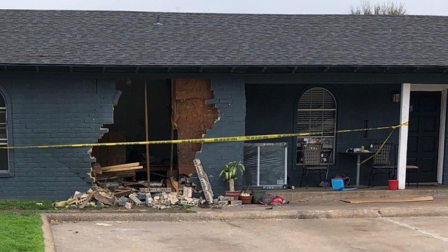 Damage to a Bryan duplex that was struck by a car on March 5, 2023.