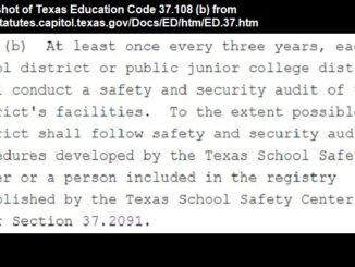 Screen shot of Texas Education Code Section 37.108, section b. from https://statutes.capitol.texas.gov/Docs/ED/htm/ED.37.htm