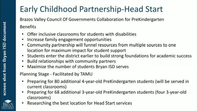 Screen shot from a Bryan ISD document.