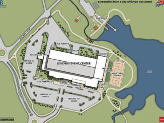 Screen shot from a city of Bryan document showing the location of future outdoor amenities at Midtown Park.