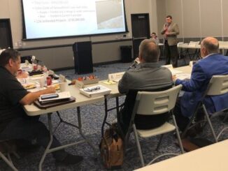 Bryan city council members follow a presentation from public works director Jayson Barfknecht during a workshop on April 19, 2023.