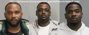 Photos of (L-R) Kelvin Blue Jr., Ayrian Brown, and Anttavon Benford from https://jailsearch.brazoscountytx.gov/JailSearch/default.aspx