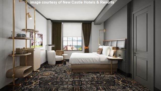 Rendering of a future LaSalle Hotel guest room courtesy of New Castle Hotels & Resorts.