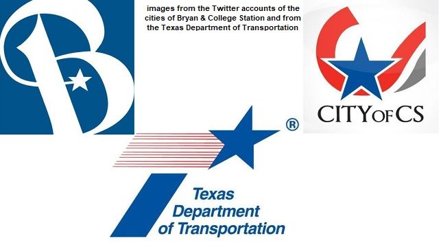 Images from the Twitter accounts of the cities of Bryan and College Station and the Texas department of transportation.