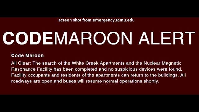 Screen shot from emergency.tamu.edu