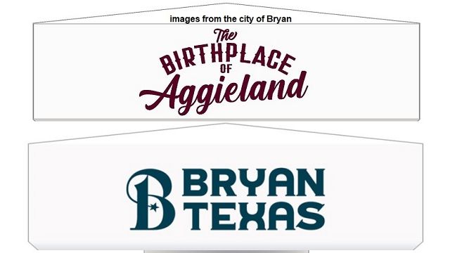 Images from the city of Bryan of the city council's preliminary choices for logos of the city's new westside water tower.