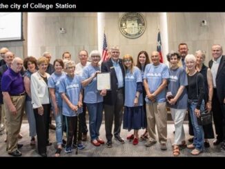 Photo from the city of College Station during the June 22, 2023 city council meeting, presenting a proclamation of the 100th anniversary of establishing the Southside neighborhood.