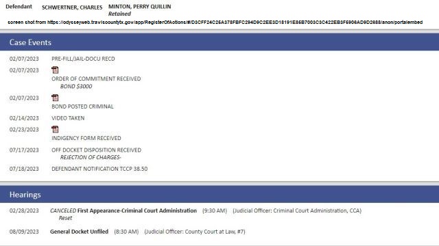 Screen shot from https://odysseyweb.traviscountytx.gov/app/RegisterOfActions/#/D3CFF24C25A378FBFC294D9C2EE3D18191E85B7003C3C422EB3F5906AD9D2688/anon/portalembed