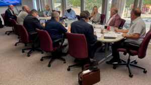 Bryan city council members and staff during a special meeting on July 31, 2023.