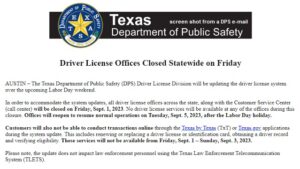 Screen shot from a Texas department of public safety e-mail.