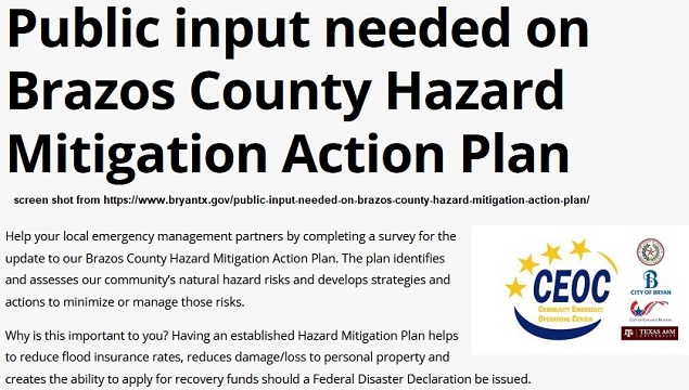 Screen shot from https://www.bryantx.gov/public-input-needed-on-brazos-county-hazard-mitigation-action-plan/