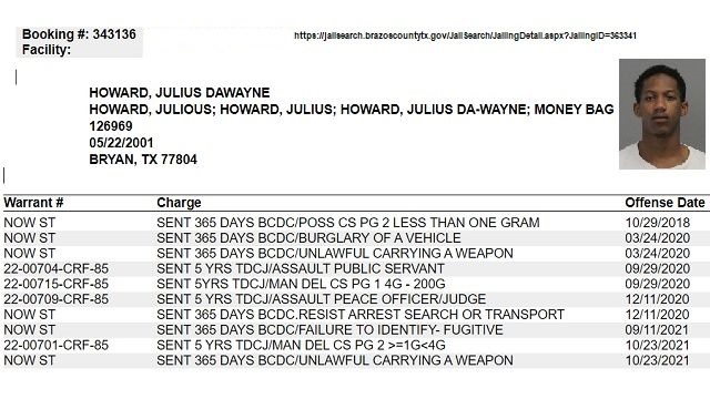 Screen shots from https://jailsearch.brazoscountytx.gov/JailSearch/JailingDetail.aspx?JailingID=363341