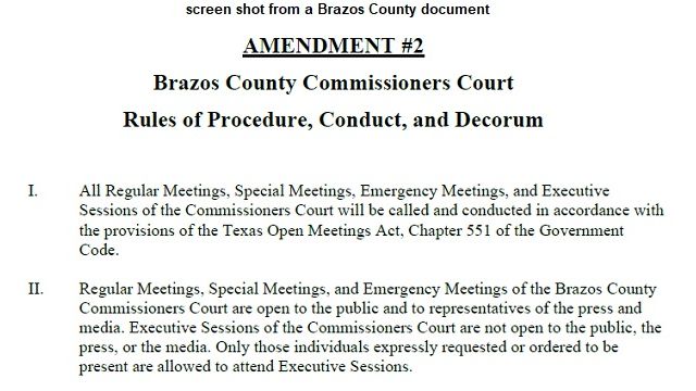 Screen shot from a Brazos County document.