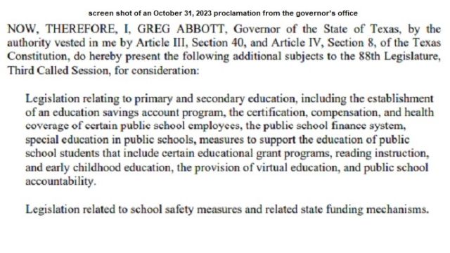 Screen shot from a document provided by the governor's office.