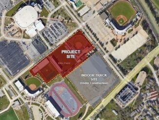 Image from a Texas A&M system document showing the location of Ellis Field and the west campus player development center.