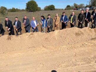 Groundbreaking at the site of CertainTeed's roofing plant and distribution center in north Bryan, November 28, 2023.