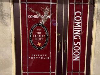 Doors on the Main Street side of the LaSalle Hotel, December 9, 2023.