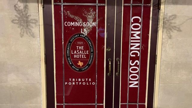 Doors on the Main Street side of the LaSalle Hotel, December 9, 2023.