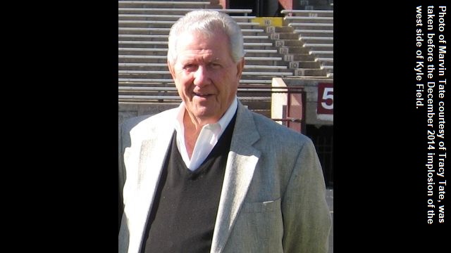 Marvin Tate photo courtesy of Tracy Tate was taken before the December 2014 implosion of the west side of Kyle Field.