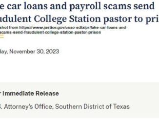 Screen shot from screen shot from https://www.justice.gov/usao-sdtx/pr/fake-car-loans-and-payroll-scams-send-fraudulent-college-station-pastor-prison
