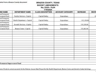 Screen shot from a Brazos County document.