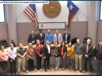 Screen shot of the city of Bryan planning and development office staff and members of the city council from https://bryantx.new.swagit.com/videos/294172