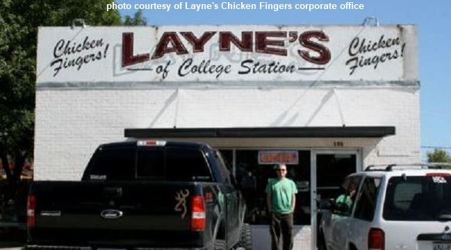 Photo courtesy of Layne's Chicken Fingers corporate office of the first restaurant location on Texas Avenue across from Texas A&M.