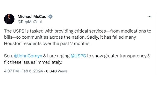Screen shots from the Michael McCaul Twitter/X account.