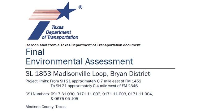 Screen shot from a Texas Department of Transportation document.