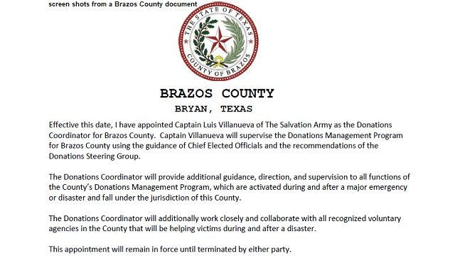 Screen shots from a Brazos County document.