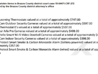 List of stolen items in Brazos County district court case 19-04471-CRF-272 provided by the Brazos County district attorney's office.