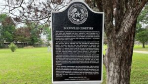 The state historical marker dedicated at Boonville Cemetery on May 13, 2024.